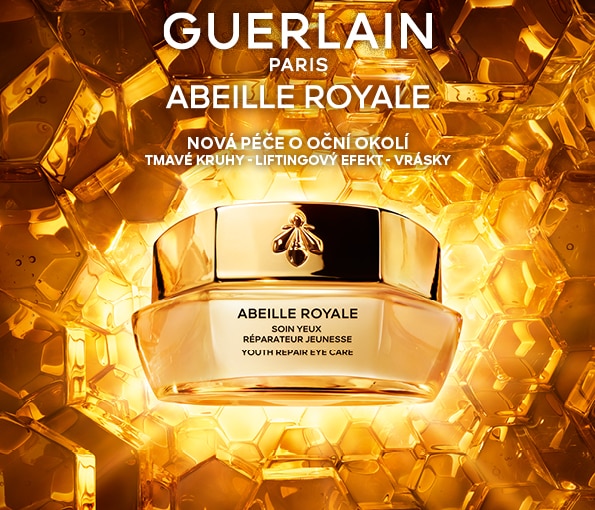 Luxusní oční krém Guerlain Abeille Royale v elegantním zlatém balení, péče o oční okolí proti tmavým kruhům, vráskám a pro liftingový efekt